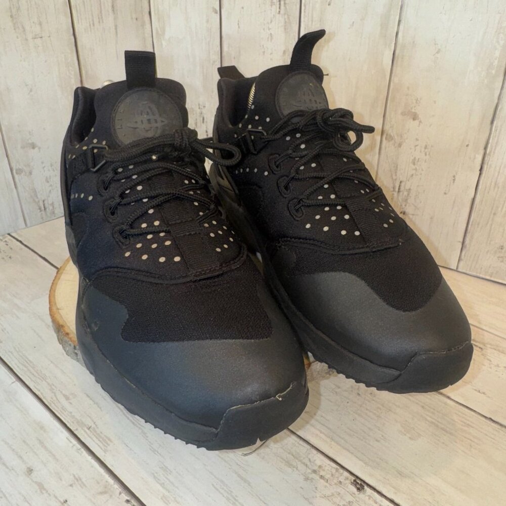 Nike Air Huarache Utility Shoes Men Sz 7.5 Running Triple Black Sneakers 806807 - Picture 3 of 11